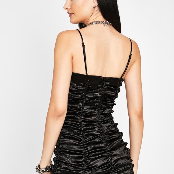 Dolls Kill Satin Plunge Strapless Dress Black s/xs - Picture 3 of 9